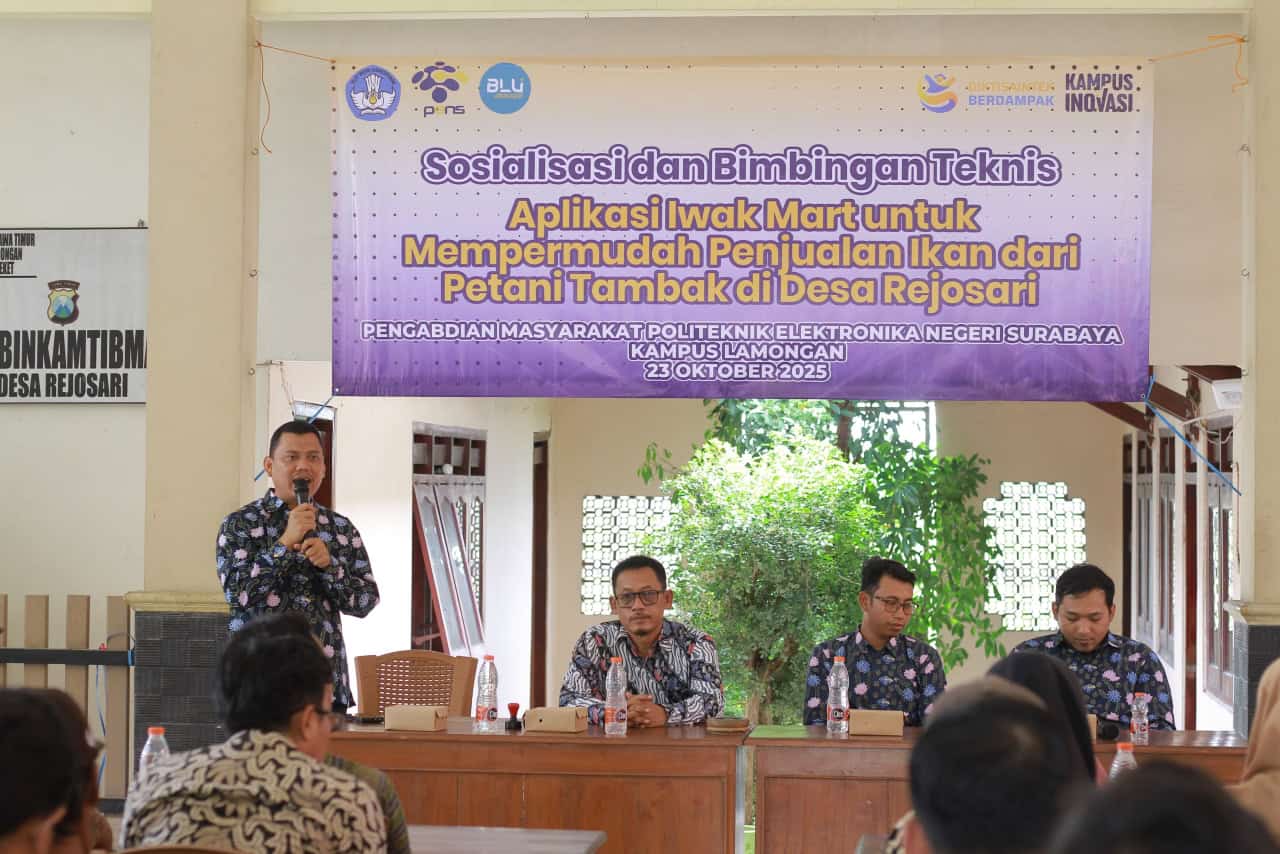 PENS Kampus Lamongan Lakukan Sosialisasi dan Bimtek Iwak Mart untuk Petani Desa Rejosari